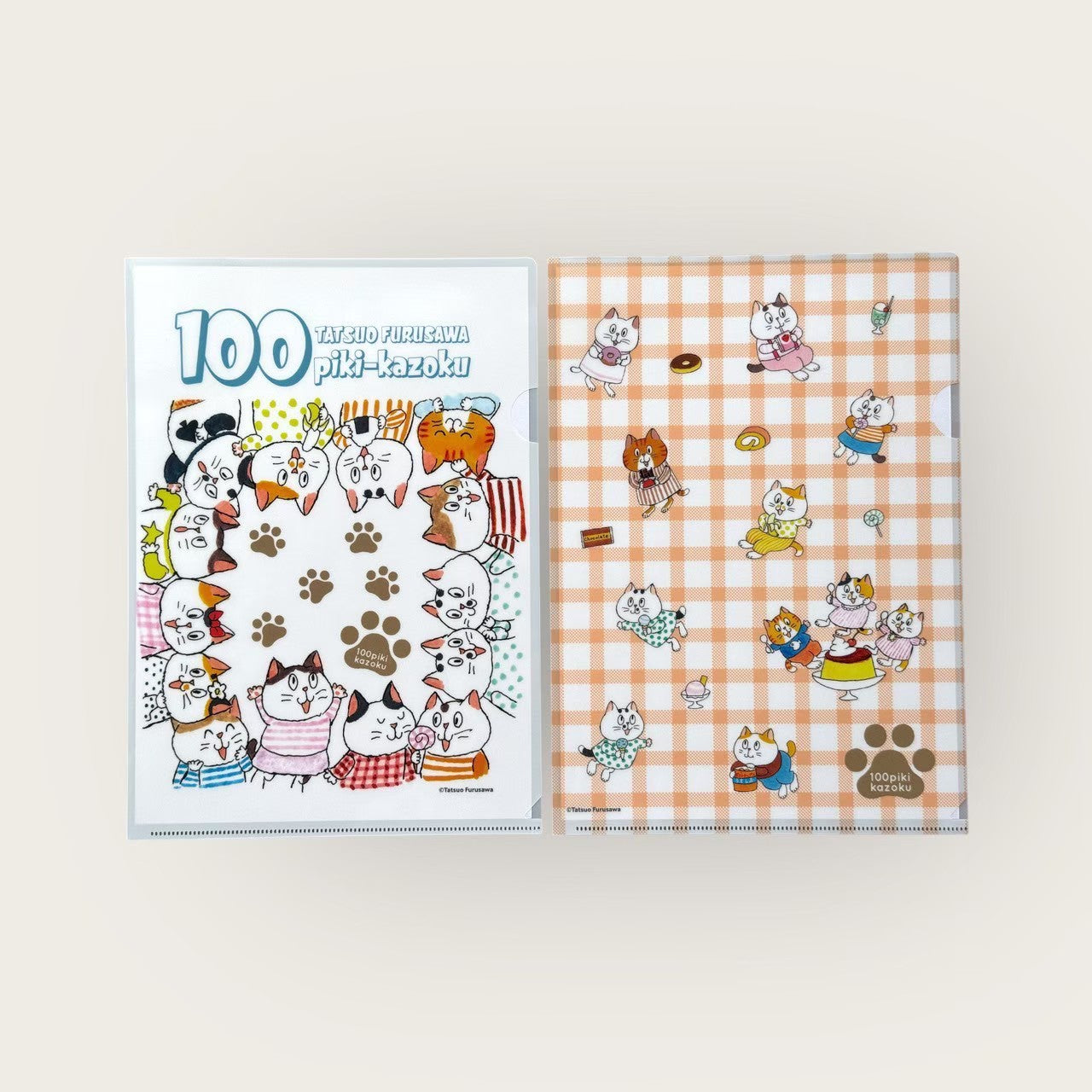絵本『100ぴきかぞく キャンプへいく』＆手ぬぐい＆クリアファイル+サイン色紙付き